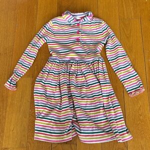 Mini Boden Rainbow Stripe Knit Dress - Pink, Green, Yellow, Blue